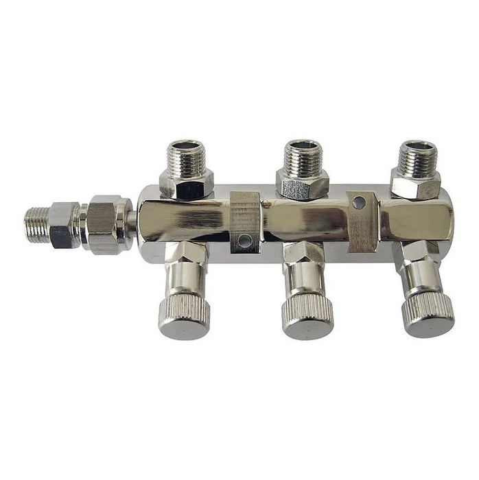 Manifold with Individual Shut-Off, 3 Outlet 1/4"